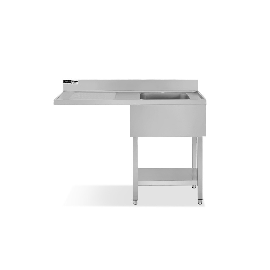 Fregadero con hueco para lavavajillas 1 cubeta y escurridor a la izquierda L1200xP700xA965-con agujero para el grifo Ø 32 mm