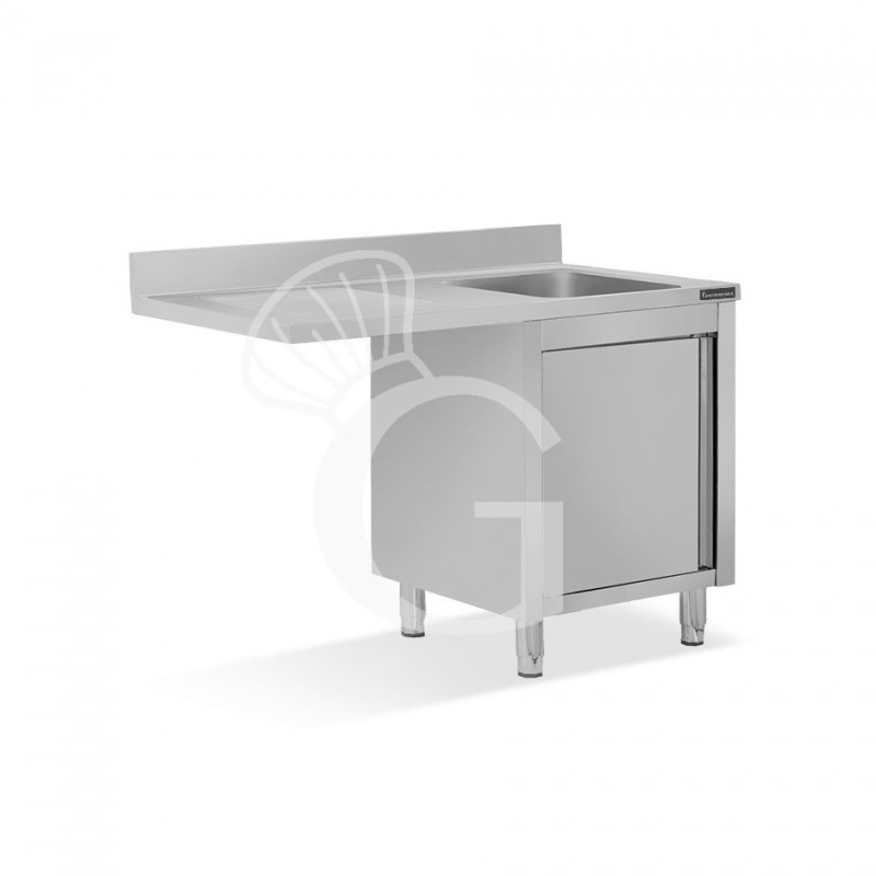 Fregadero con mueble y hueco para lavavajillas, 1 cubeta, escurridor a la izquierda y puerta batiente L1200mmxP600mmxA950mm