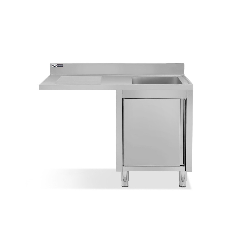 Fregadero con mueble y hueco para lavavajillas, 1 cubeta, escurridor a la izquierda y puerta batiente L1200mmxP600mmxA965mm
