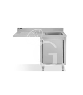 Fregadero con mueble y hueco para lavavajillas, 1 cubeta, escurridor a la izquierda L1200mmxP700mmxA965mm agujero grifo Ø 32mm
