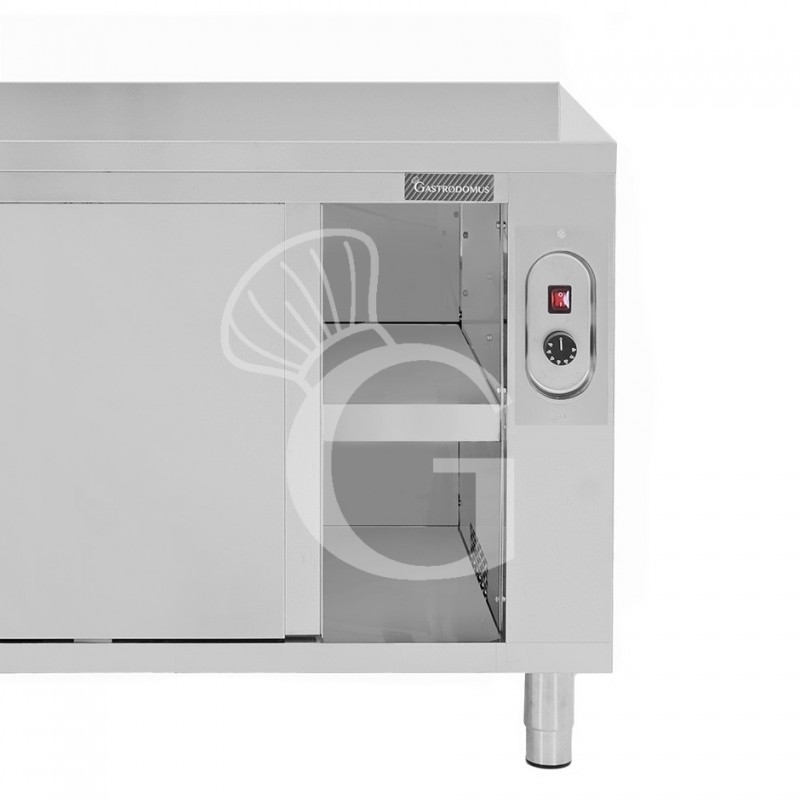Mesa mural caliente con puertas correderas de acero inoxidable L 1300 mm x P 600 mm x A 850 mm