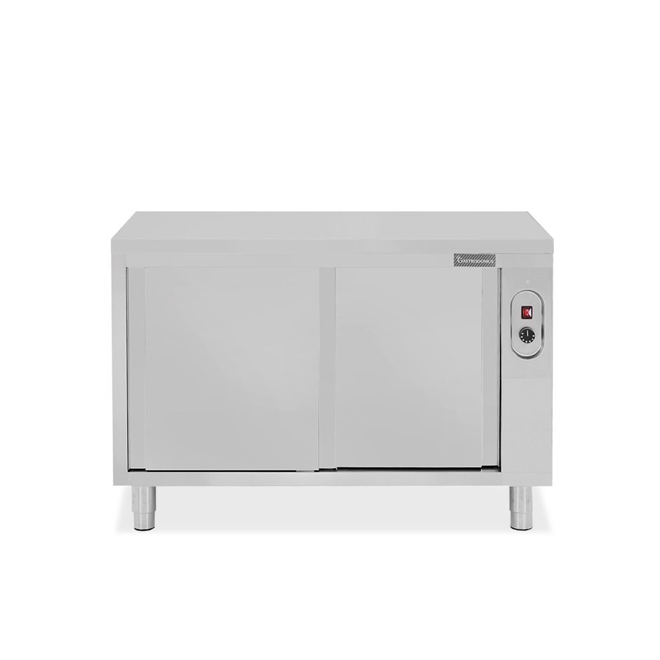 Mesa mural caliente con puertas correderas de acero inoxidable L 1200 mm x P 700 mm x A 850 mm