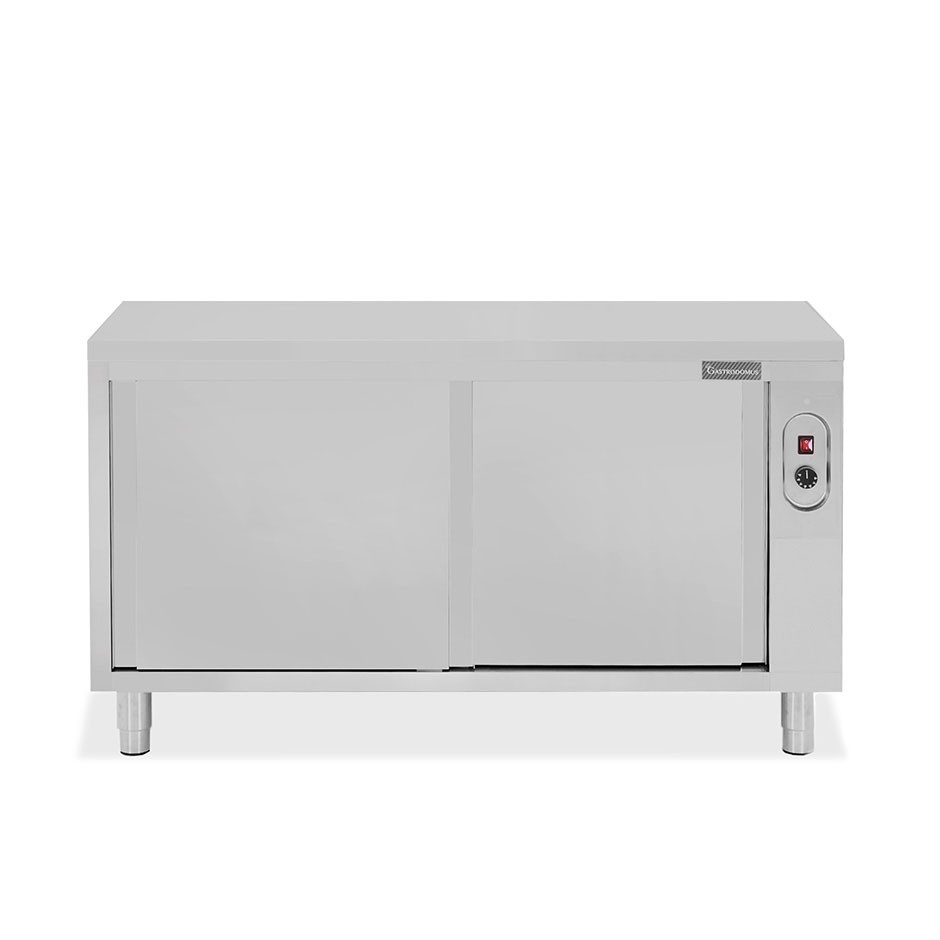 Mesa mural caliente con puertas correderas de acero inoxidable L 1800 mm x P 600 mm x A 850 mm