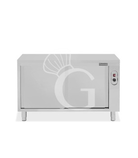 Mesa mural caliente con puertas correderas dobles de acero inoxidable L 1400 mm x P 600 mm x A 850 mm