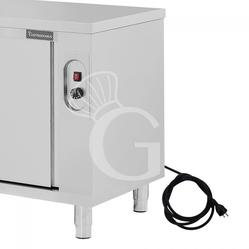 Mesa mural caliente con puertas correderas dobles de acero inoxidable L 1800 mm x P 600 mm x A 850 mm