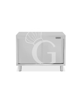 Mesa mural de acero inoxidable con puertas correderas dobles L 1100 mm x P 800 mm x A 865 mm