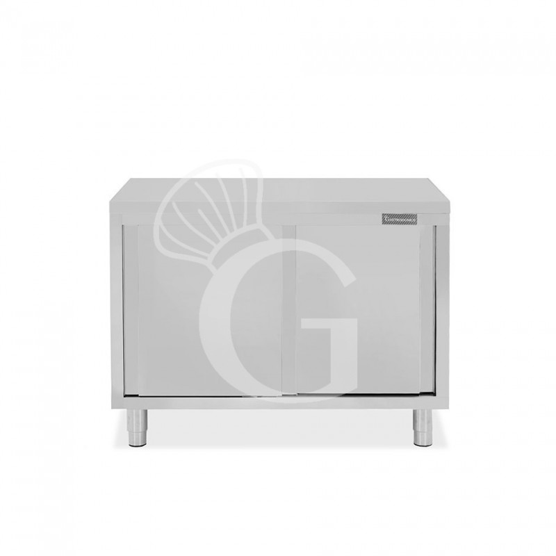 Mesa mural de acero inoxidable con puertas correderas dobles L 1100 mm x P 700 mm x A 850 mm