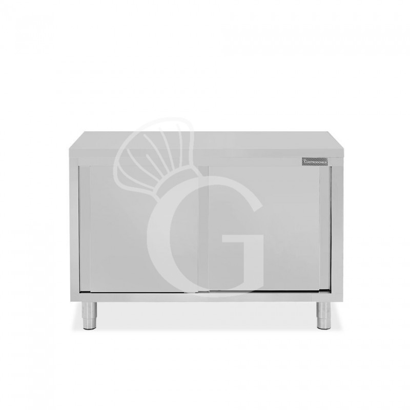 Mesa mural de acero inoxidable con puertas correderas dobles L 1200 mm x P 700 mm x A 850 mm