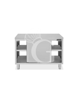 Mesa mural de acero inoxidable con puertas correderas dobles L 1200 mm x P 700 mm x A 850 mm