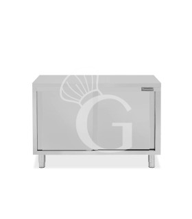 Mesa mural de acero inoxidable con puertas correderas dobles L 1300 mm x P 800 mm x A 865 mm