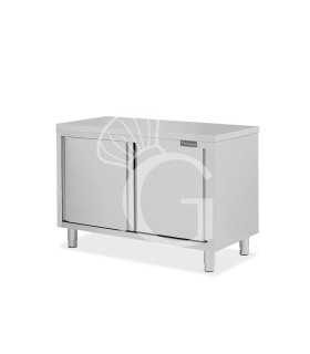 Mesa mural de acero inoxidable con puertas correderas dobles L 1300 mm x P 600 mm x A 850 mm