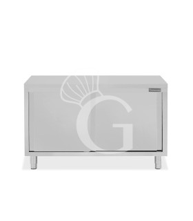 Mesa mural de acero inoxidable con puertas correderas dobles L 1400 mm x P 800 mm x A 865 mm