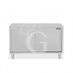 Mesa mural de acero inoxidable con puertas correderas dobles L 1400 mm x P 600 mm x A 850 mm