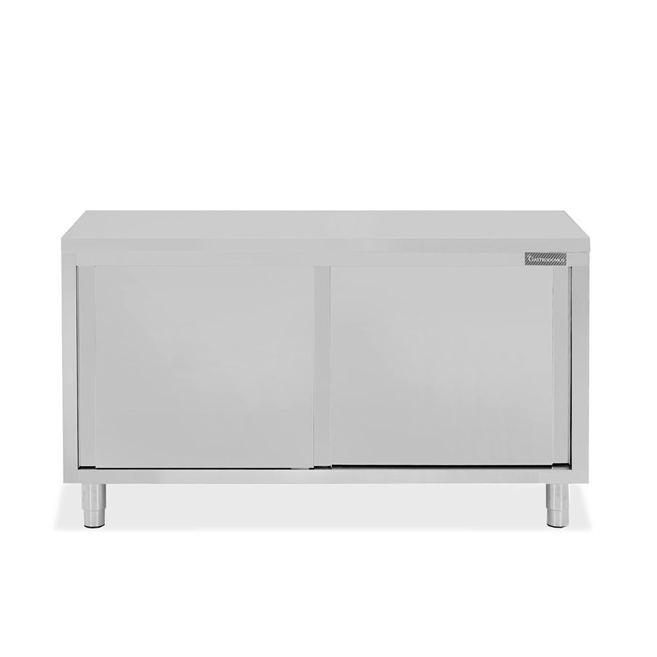 Mesa mural de acero inoxidable con puertas correderas dobles L 1600 mm x P 800 mm x A 850 mm