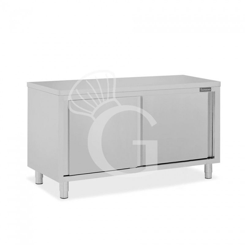 Mesa mural de acero inoxidable con puertas correderas dobles L 1600 mm x P 700 mm x A 850 mm
