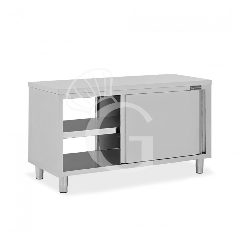 Mesa mural de acero inoxidable con puertas correderas dobles L 1600 mm x P 700 mm x A 850 mm