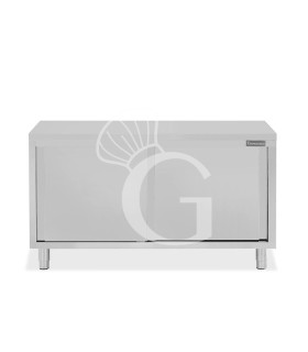 Mesa mural de acero inoxidable con puertas correderas dobles L 1700 mm x P 700 mm x A 850 mm