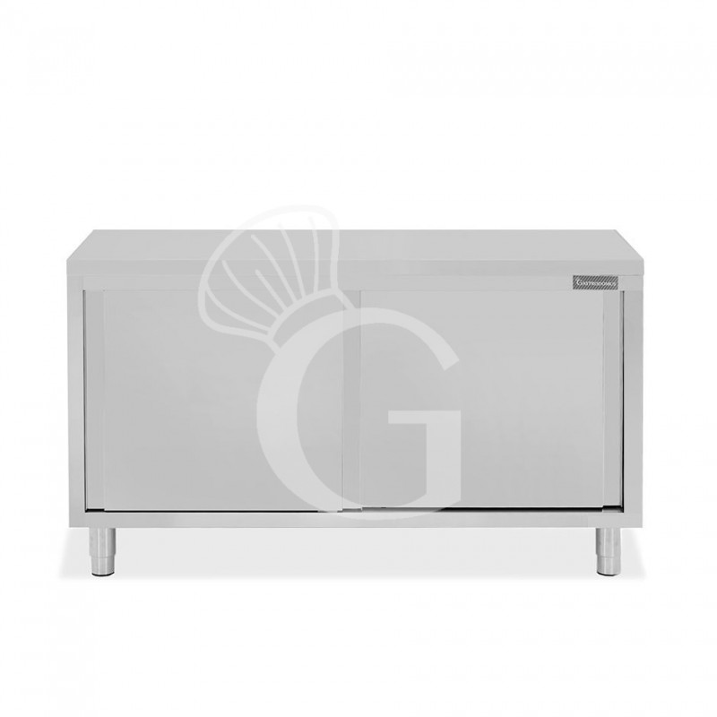 Mesa mural de acero inoxidable con puertas correderas dobles L 1700 mm x P 700 mm x A 850 mm