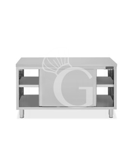 Mesa mural de acero inoxidable con puertas correderas dobles L 1700 mm x P 700 mm x A 850 mm