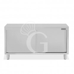 Mesa mural de acero inoxidable con puertas correderas dobles L 1800 mm x P 600 mm x A 850 mm