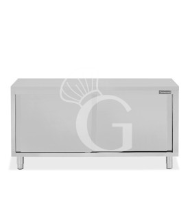Mesa mural de acero inoxidable con puertas correderas dobles L 2000 mm x P 600 mm x A 850 mm