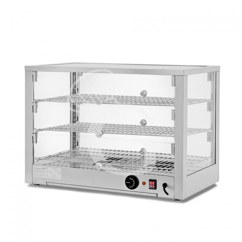 Vitrina caliente de vidrio y acero inoxidable +30°C/+90°C 115 LT L 700 mm x P 400 mm x A 485 mm