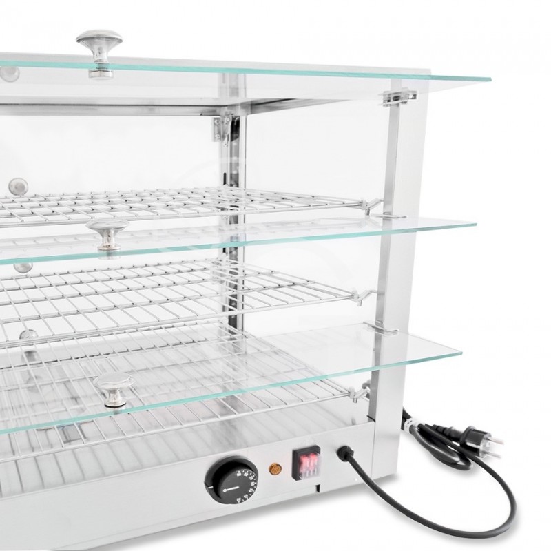 Vitrina caliente de vidrio y acero inoxidable +30°C/+90°C 115 LT L 700 mm x P 400 mm x A 485 mm