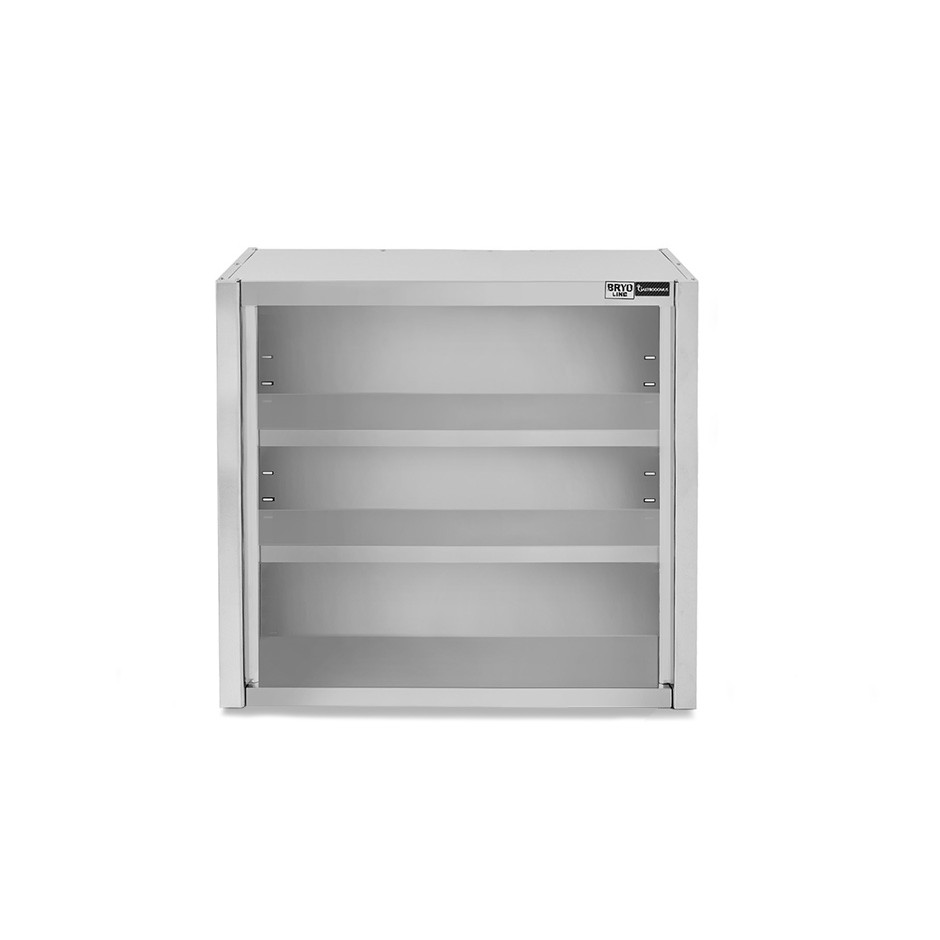 Armario de pared de acero inoxidable con 2 estantes, L 600 mm x P 400 mm x A 1000 mm