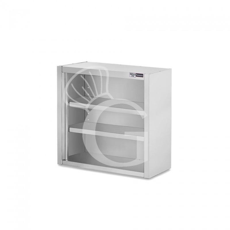 Armario de pared de acero inoxidable con 2 estantes, L 700 mm x P 400 mm x A 1000 mm