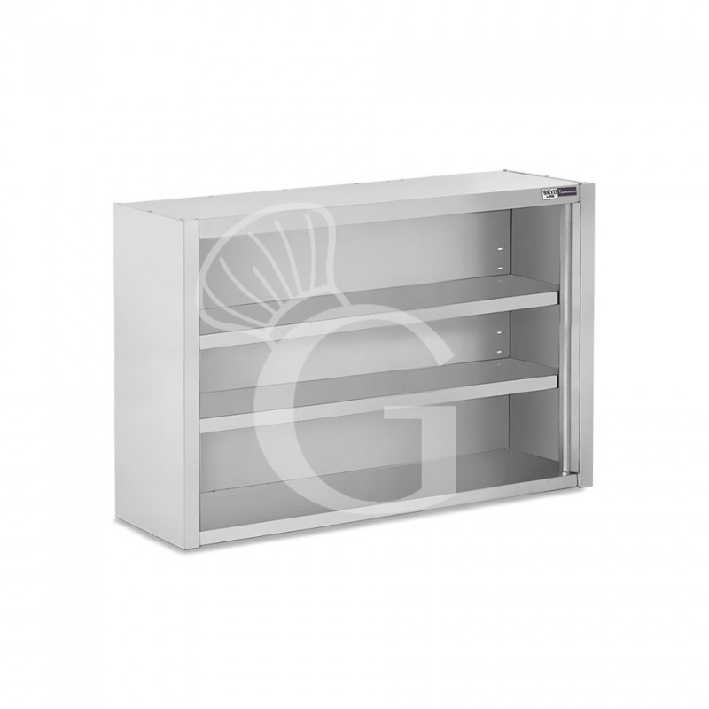 Armario de pared inox con 2 estantes, L 1100 mm x P 400 mm x A 1000 mm