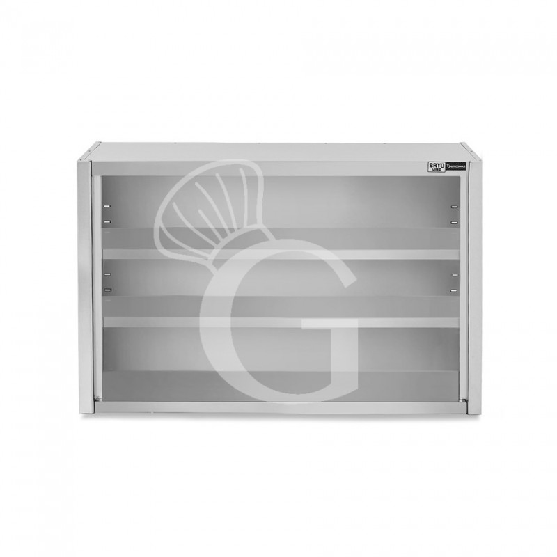 Armario de pared de acero inoxidable con 2 estantes, L 1300 mm x P 400 mm x A 1000 mm