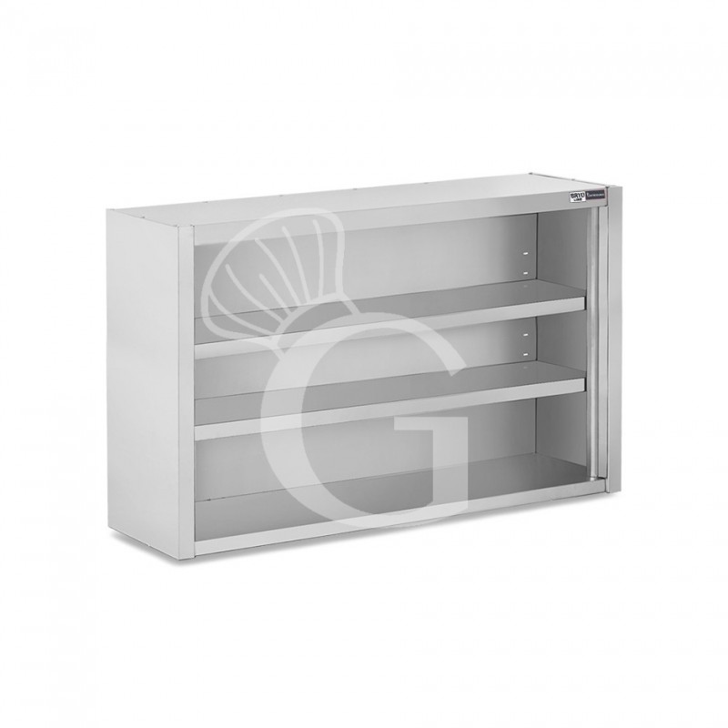 Armario de pared de acero inoxidable con 2 estantes, L 1400 mm x P 400 mm x A 1000 mm