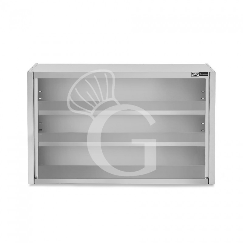 Armario de pared de acero inoxidable con 2 estantes, L 1500 mm x P 400 mm x A 1000 mm