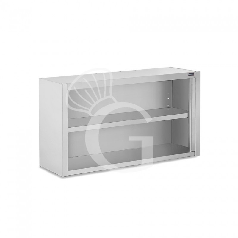 Armario de pared abierto de acero inoxidable con 1 estante, L 1100 mm x P 400 mm x A 800 mm