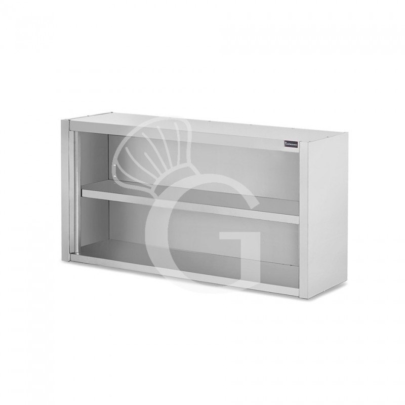 Armario de pared de acero inoxidable con 1 estante, L 1500 mm x P 400 mm x A 800 mm