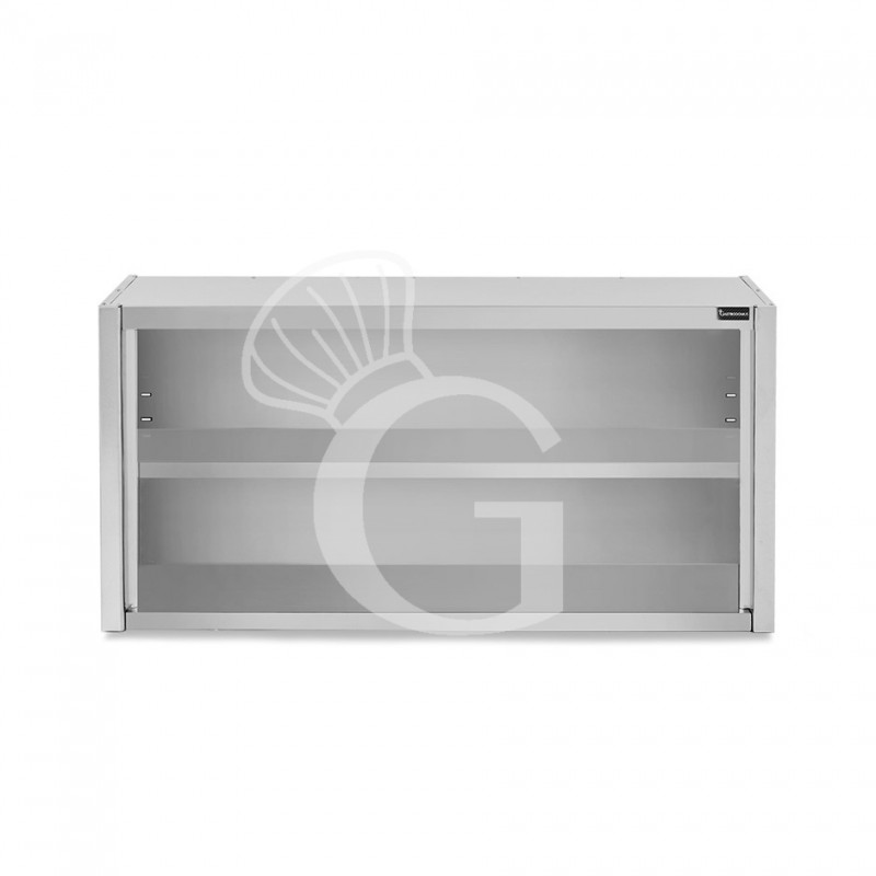 Armario de pared de acero inoxidable con 1 estante, L 1500 mm x P 400 mm x A 800 mm