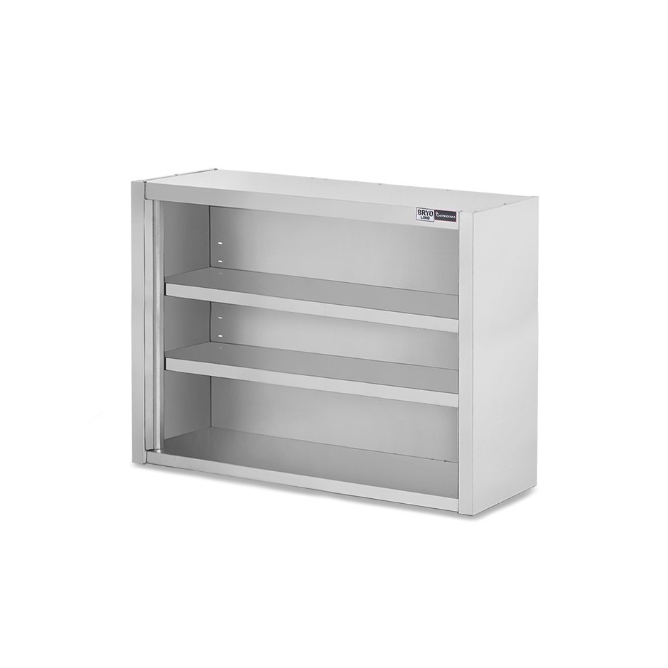 Armario de pared de acero inoxidable con 2 estantes, L 1000 mm x P 400 mm x A 1000 mm