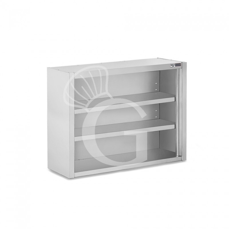 Armario de pared de acero inoxidable con 2 estantes, L 1000 mm x P 400 mm x A 1000 mm