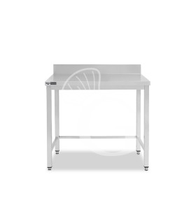Mesa de acero inoxidable con peto trasero L 600 mm x P 700 mm x A 965 mm