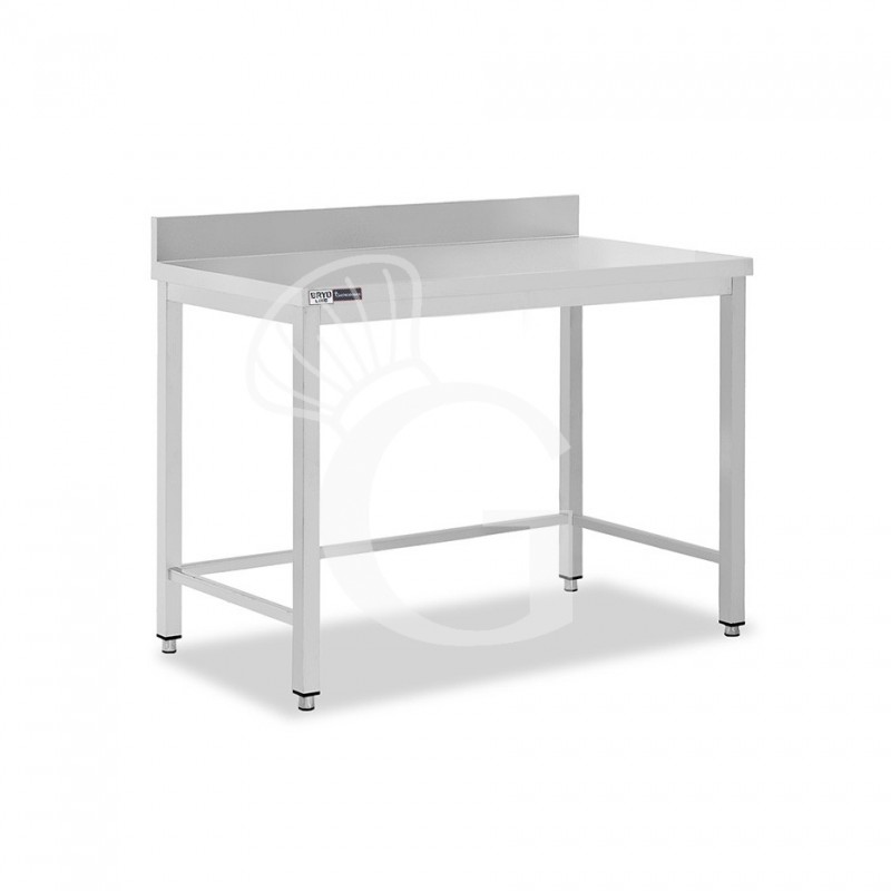 Mesa de acero inoxidable con peto trasero L 900 mm x P 600 mm x A 965 mm