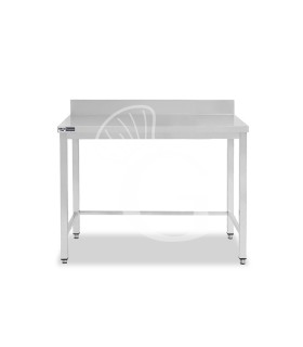 Mesa de acero inoxidable con peto trasero L 800 mm x P 700 mm x A 965 mm