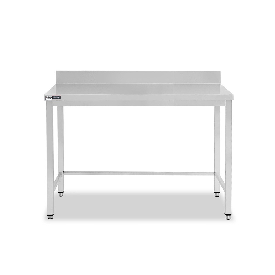 Mesa de acero inoxidable con peto trasero L 1100 mm x P 700 mm x A 965 mm