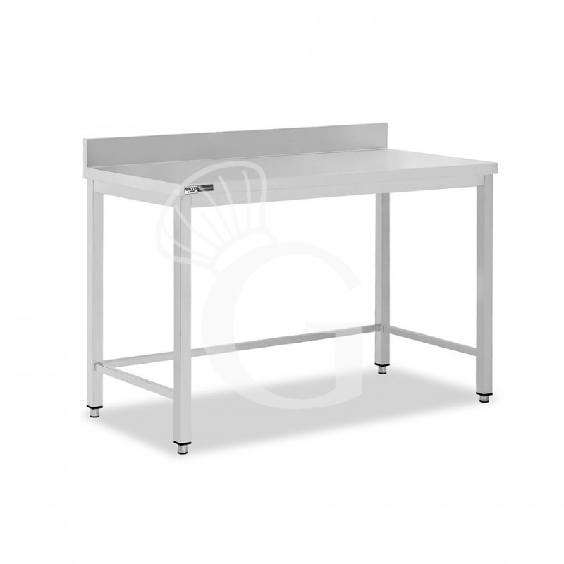 Mesa de acero inoxidable con peto trasero L 1300 mm x P 700 mm x A 965 mm