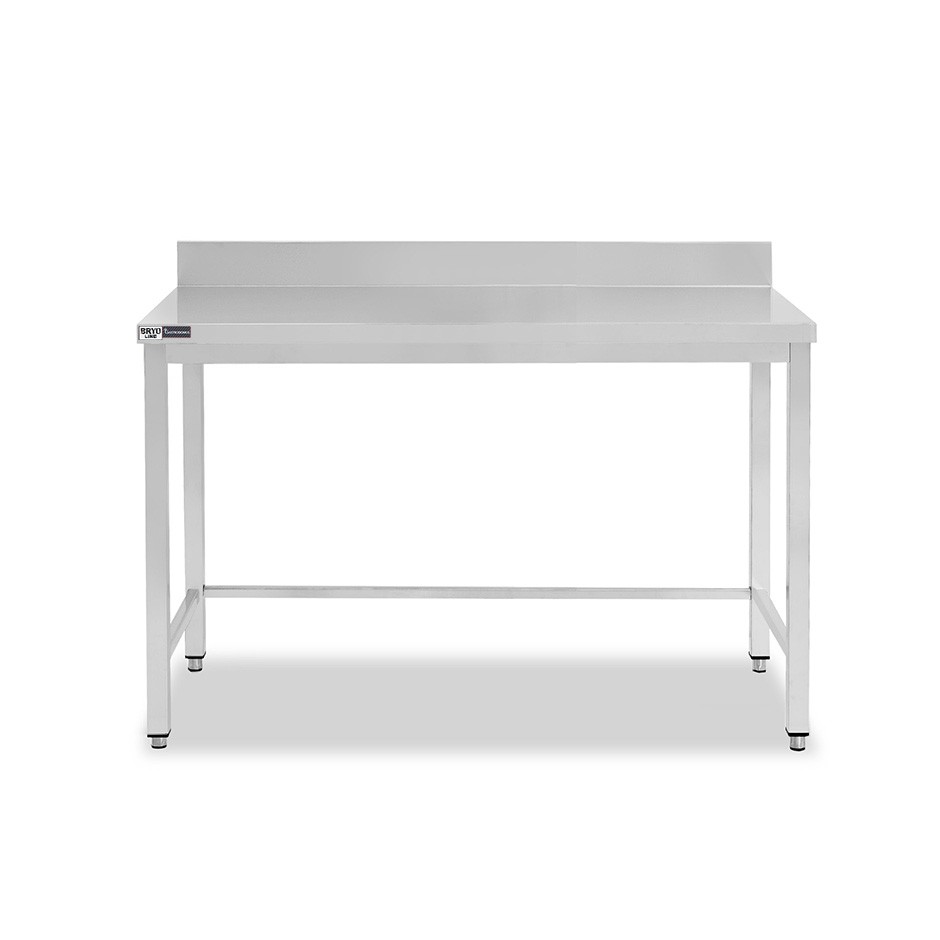 Mesa de acero inoxidable con peto trasero L 1300 mm x P 800 mm x A 965 mm