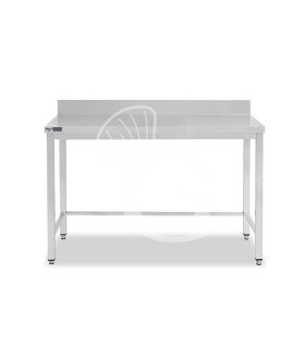 Mesa de acero inoxidable con peto trasero L 1400 mm x P 800 mm x A 965 mm
