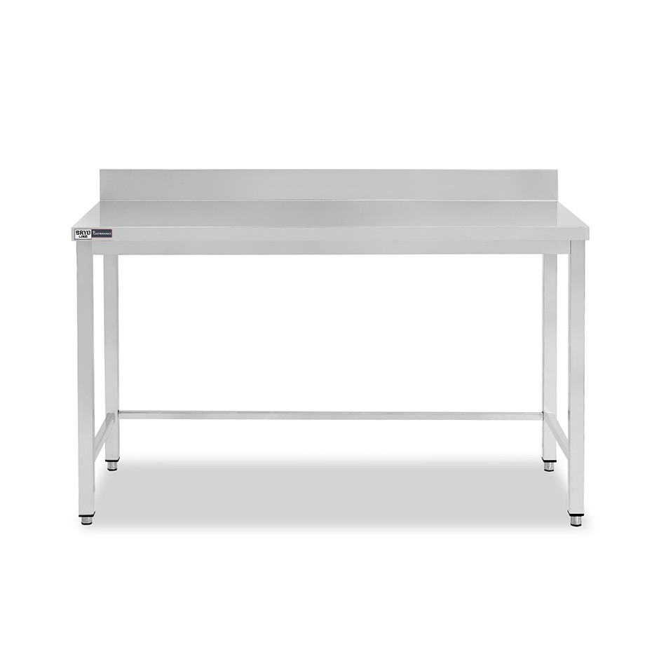 Mesa de acero inoxidable con peto trasero L 1600 mm x P 700 mm x A 965 mm