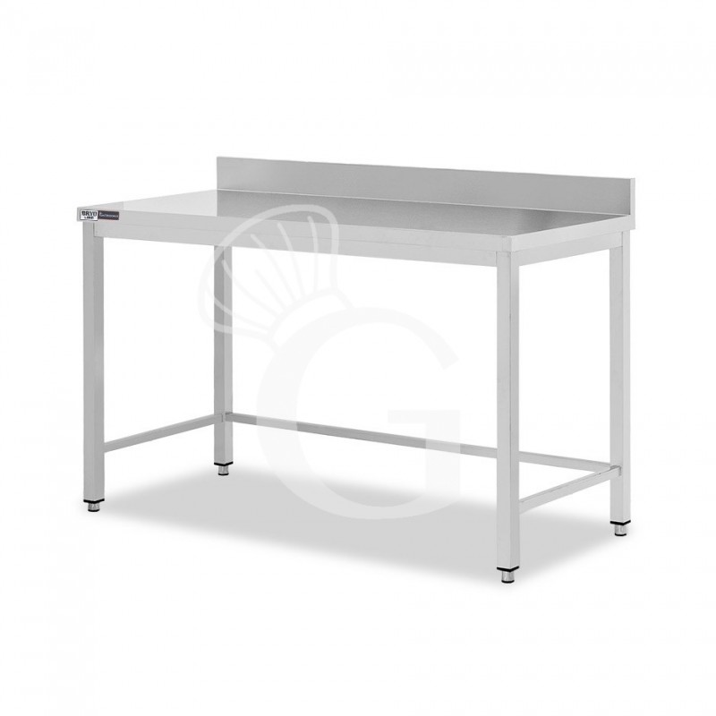 Mesa de acero inoxidable con peto trasero L 1700 mm x P 600 mm x A 965 mm