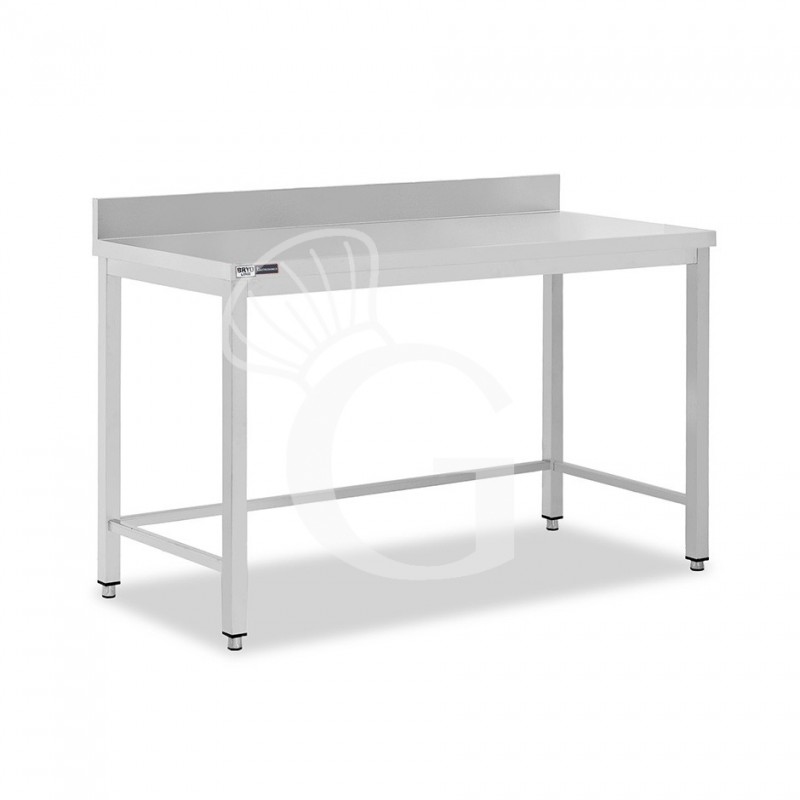 Mesa de acero inoxidable con peto trasero L 1700 mm x P 600 mm x A 965 mm