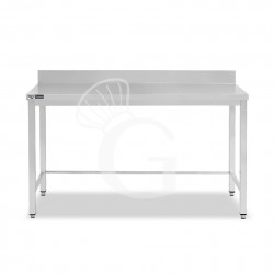 Mesa de acero inoxidable con peto trasero L 1800 mm x P 600 mm x A 965 mm