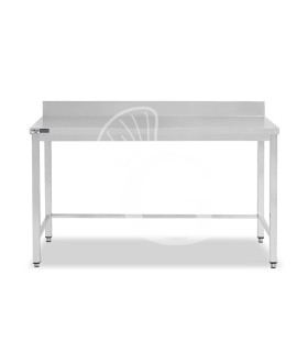 Mesa de acero inoxidable con peto trasero, L 1900 mm x P 600 mm x H 965 mm